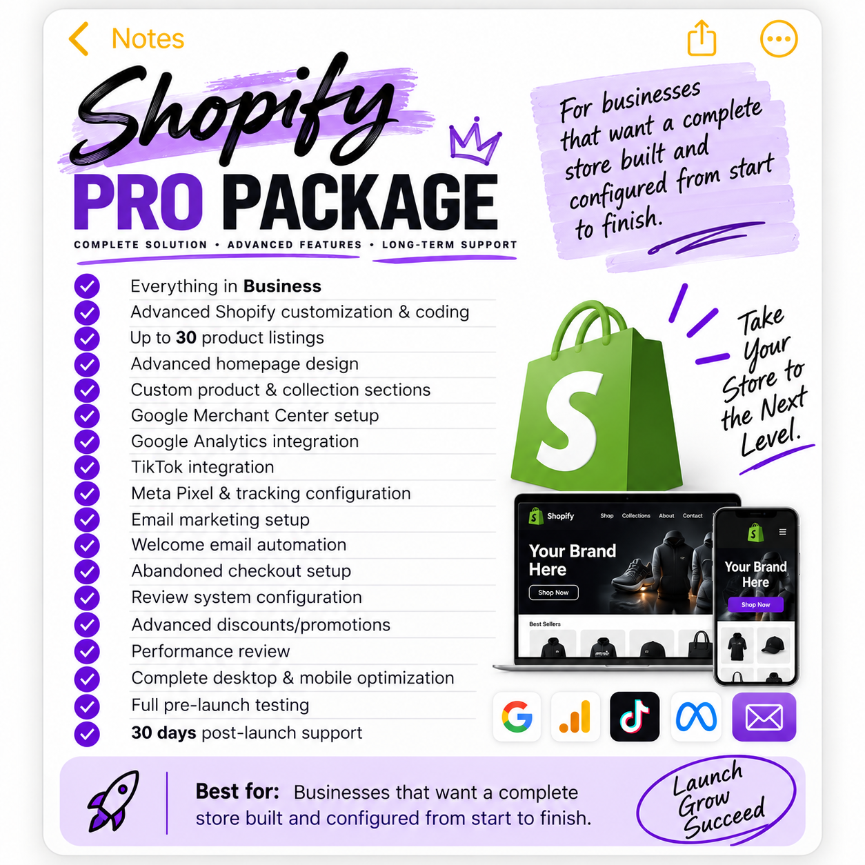 PRO - Complete e-commerce setup with advanced design, integrations & marketing infrastructure.